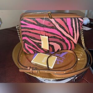 Michael Michael Kors Jet Set Large EW Crossbody - pink zebra multi/maple NWT fem